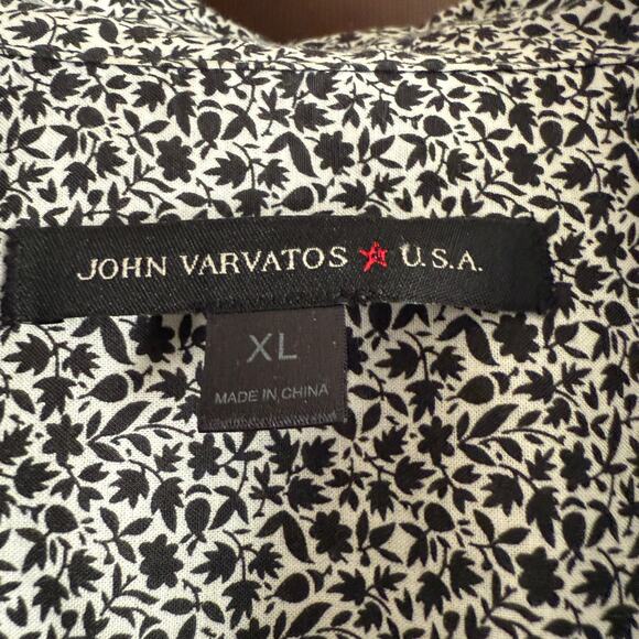 JOHN VARVATOS | Blue and White Floral Printed  Short Sleeve Button Down Shirt XL - Picture 4 of 7